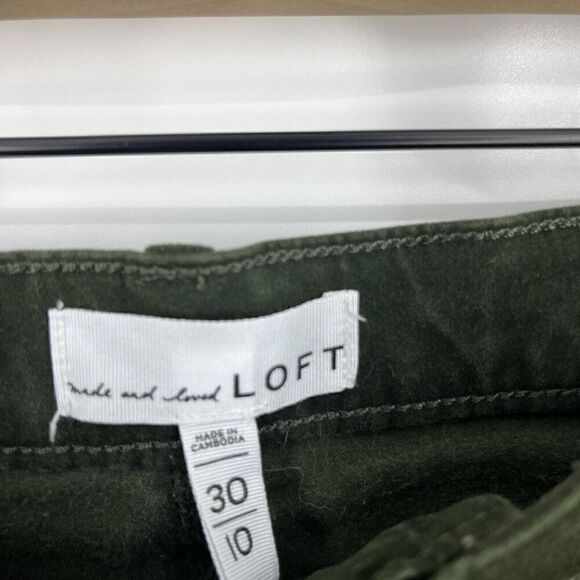 Loft Cargo Pants Size 10/30 Womens Olive Green Utility Zip Ankle Chino Stretch - Picture 4 of 8